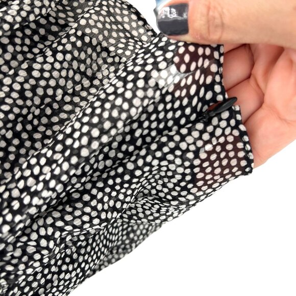 Ann Taylor Black White Polka Dot Silk Blend Smocked Peplum Top Size 6 - Picture 10 of 13